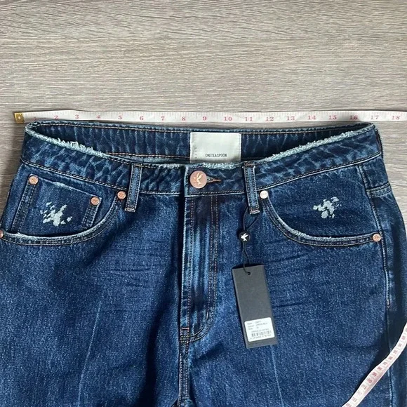 NEW one teaspoon VIRGIN BLUE AWESOME BAGGIES HIGH WAIST STRAIGHT LEG JEANS BLUE